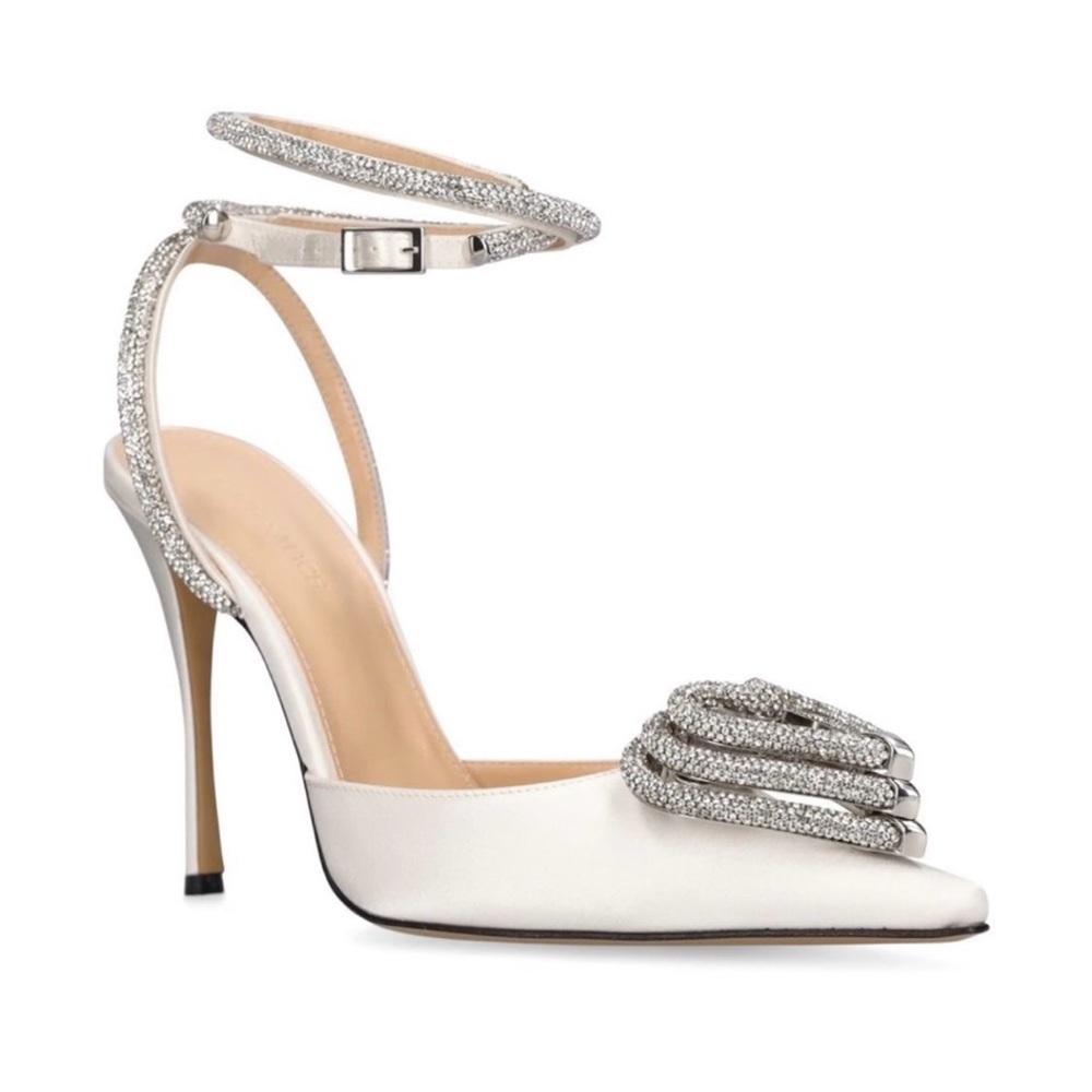 Mach & Mach Triple Heart crystal-embellished satin pumps